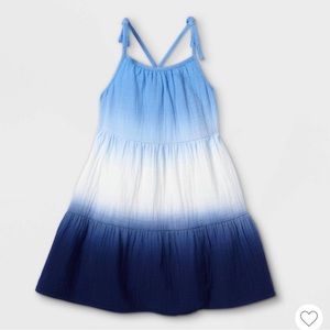 Cat & Jack Toddler Girls' Tiered Dip-Dye Tank Dress Blue ombré 2T
